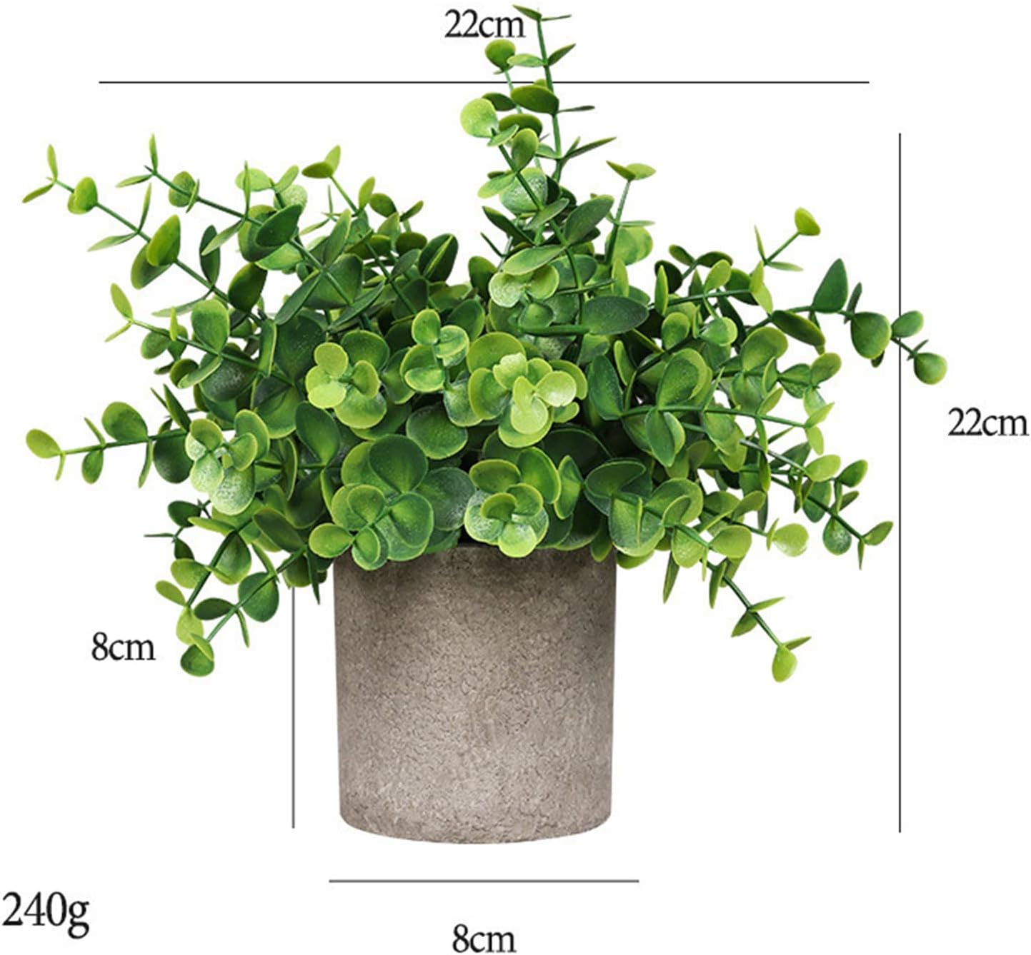 Mini Potted Fake Plants, Artificial Plastic Eucalyptus Plants Greenery Plants for Home Office Farmhouse Kitchen Bathroom Table Decor